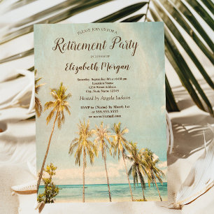 Retro Beach Palms Retirement Party Invitation