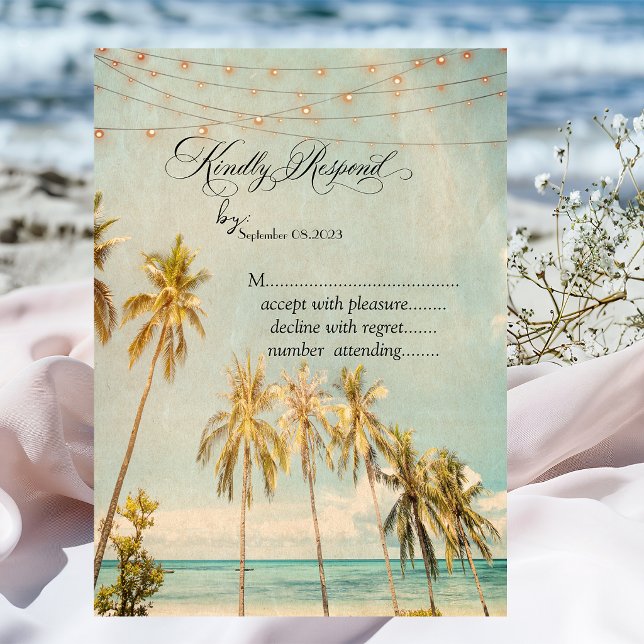 Retro Beach Palms RSVP   Invitation (Creator Uploaded)
