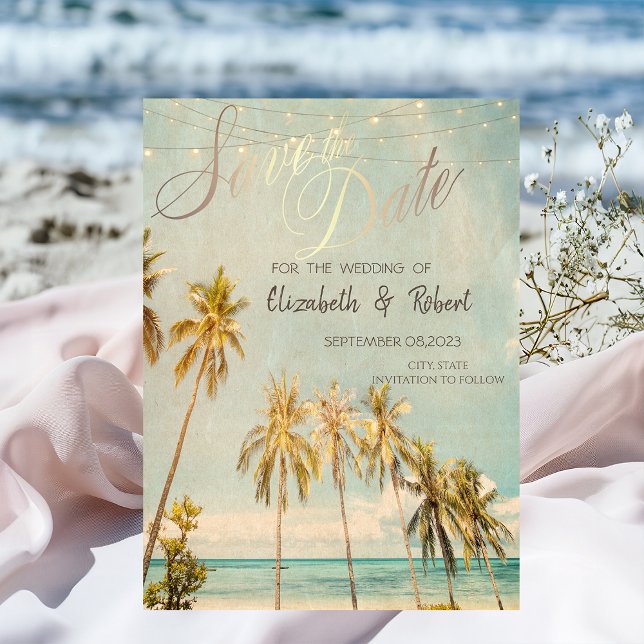 Retro Beach Palms Save The Date (Creator Uploaded)