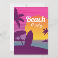 Retro Beach party sunset beach surf