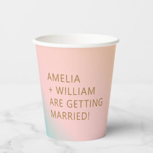 Retro Beach Pastels Gradient Custom Pink Wedding Paper Cups