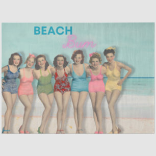 Retro Beach Pin-Up Girls Decoupage - Beach Bum  Tissue Paper