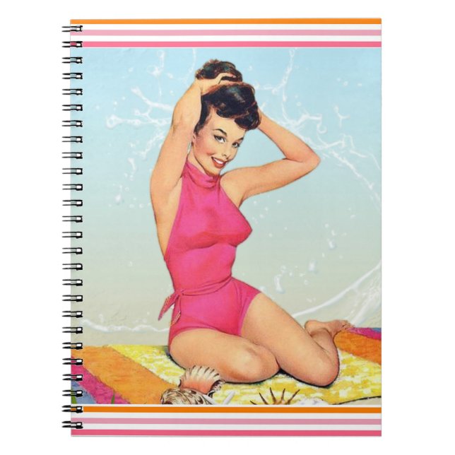 Retro Beach Pin Up Notebook (Front)