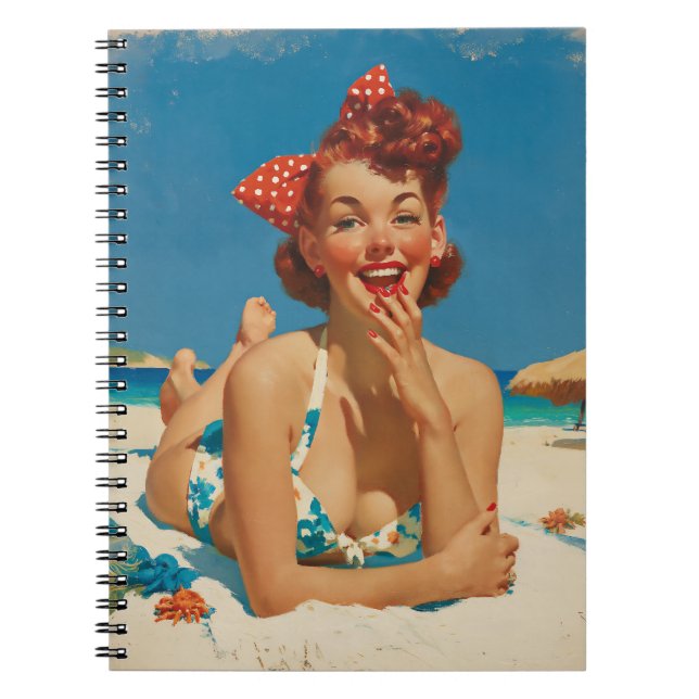 Retro Beach Pin Up Notebook (Front)
