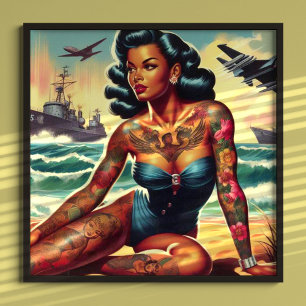 Retro Beach Pin-up Poster