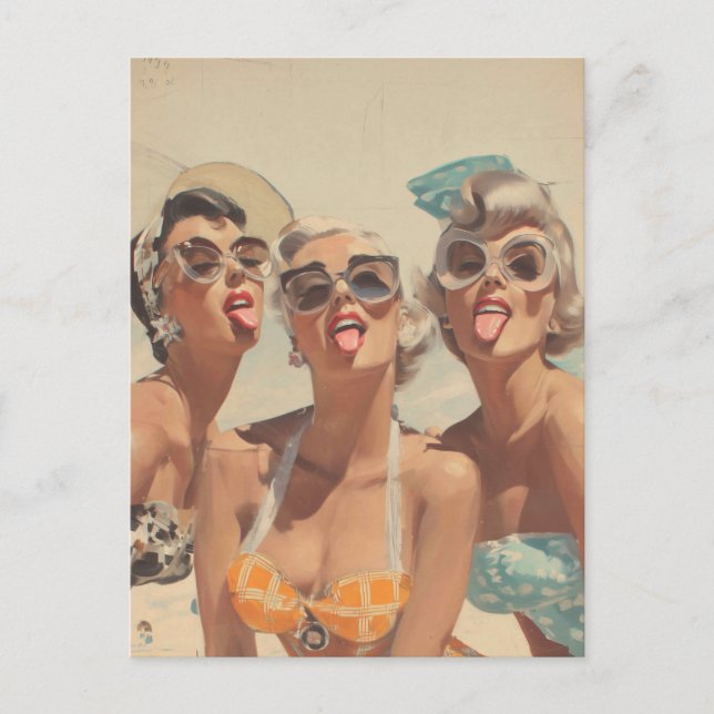 Retro Beach Pin-Up Vibes Postcard (Front)