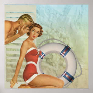 Retro Beach Pin-up Vintage Style Poster