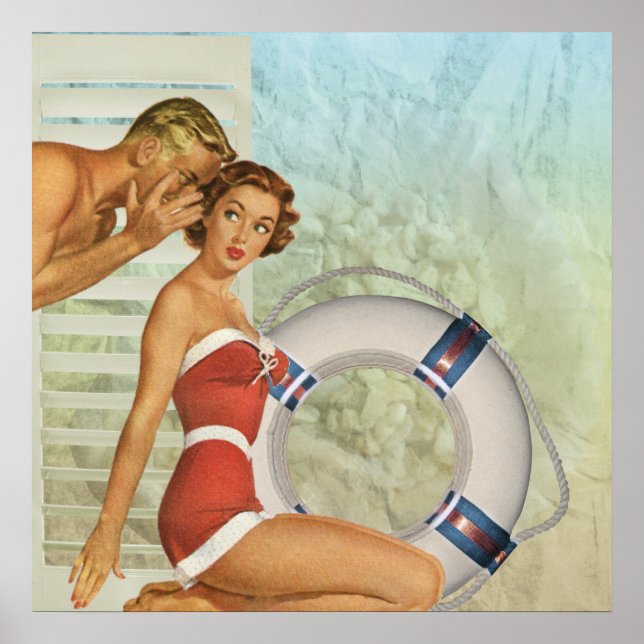 Retro Beach Pin-up Vintage Style Poster (Front)
