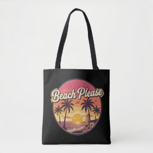 Retro Beach Please Summer Sunset Surf Van Vintage Tote Bag