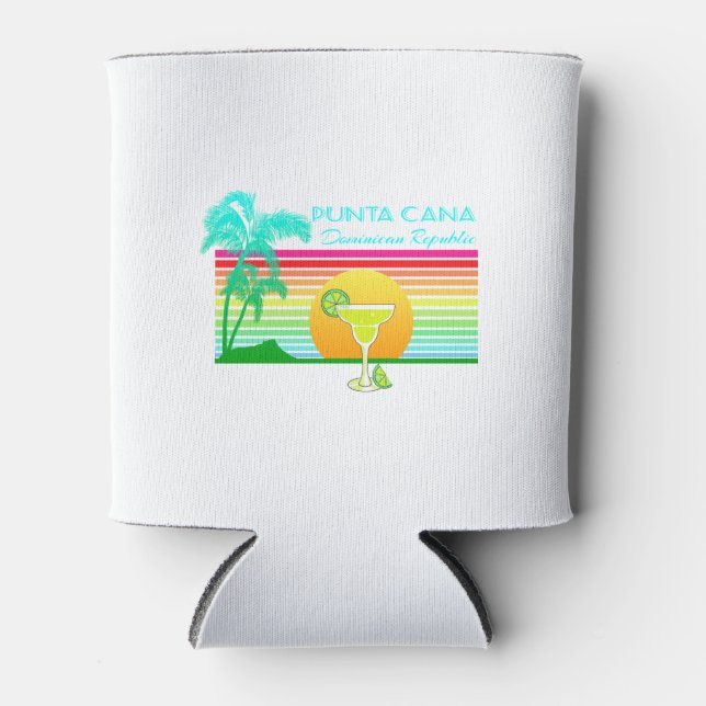 Retro Beach Punta Cana Margarita Can Cooler (Front)