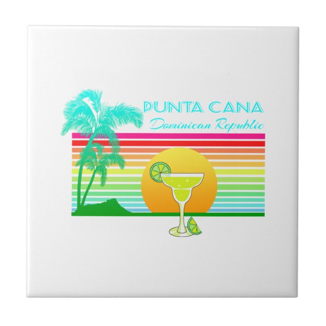 Retro Beach Punta Cana Margarita Tile (Front)