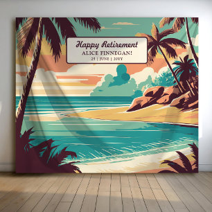 Retro beach retirement Party photo backdrop Tapestry