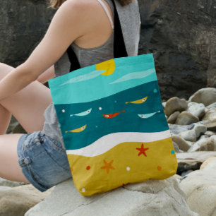 Retro Beach Summer Mid Century Modern Tote Bag