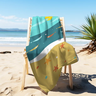 Retro Beach Summer Mid Century Modern Towel