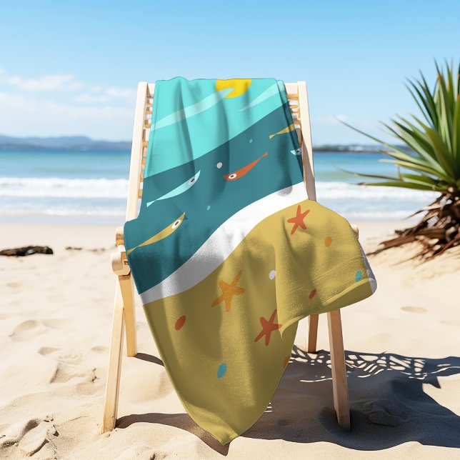 Retro Beach Summer Mid Century Modern Towel (Creator Uploaded)
