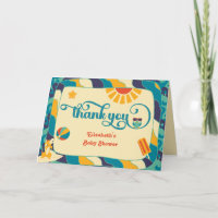 Retro Beach Surfing Baby Shower Thank You Card