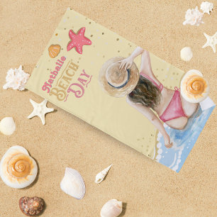 Retro Beach Towel With Name - Personalised Gift