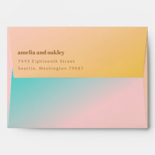 Retro Beach Vibes Pastels Gradient Unique Wedding Envelope