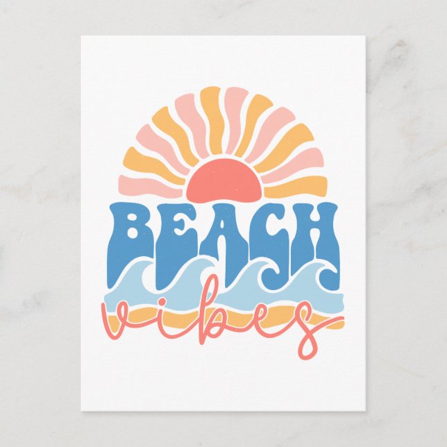 Retro Beach Vibes Postcard - "Beach Vibes" (Front)