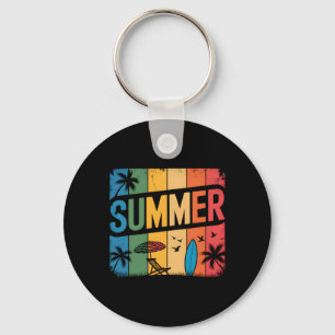 Retro Beach Wave Summertime Tropical Sunset Aesthe Key Ring
