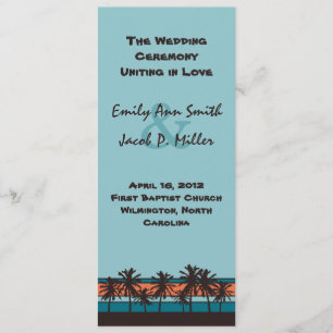 Retro Beach Wedding Program Programme