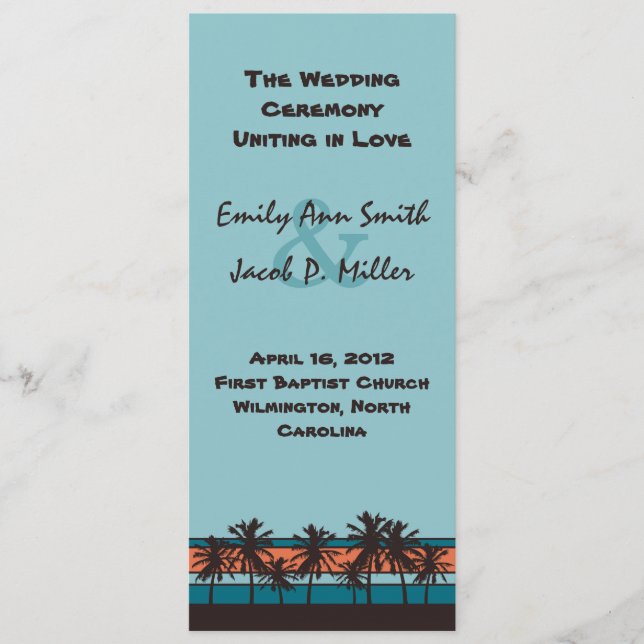Retro Beach Wedding Program Programme (Front)