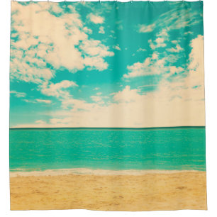 Retro beachbeach, retro, poster, photo, background shower curtain