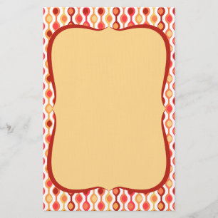 Retro Bead Pattern Yellow Orange Stationery