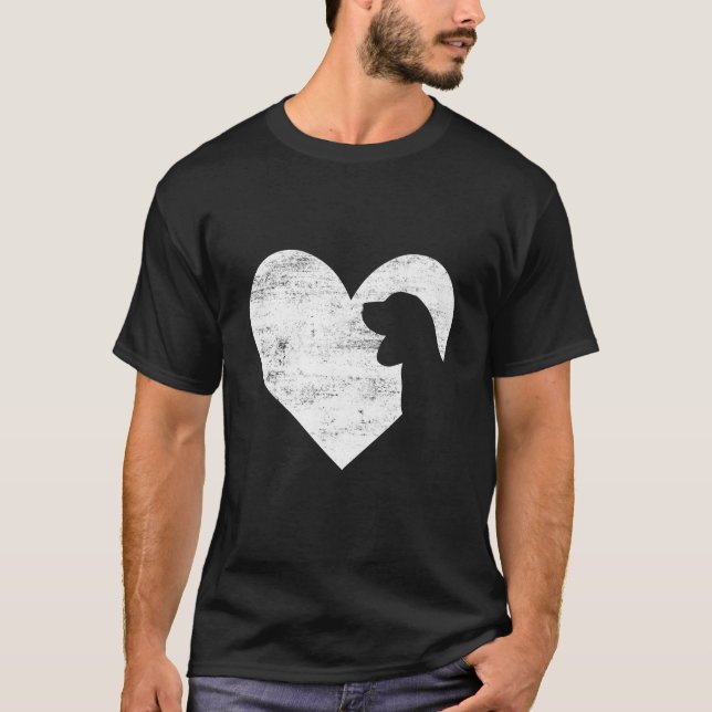 Retro Beagle Dog Heart Valentine's Day Dog Lover T-Shirt (Front)