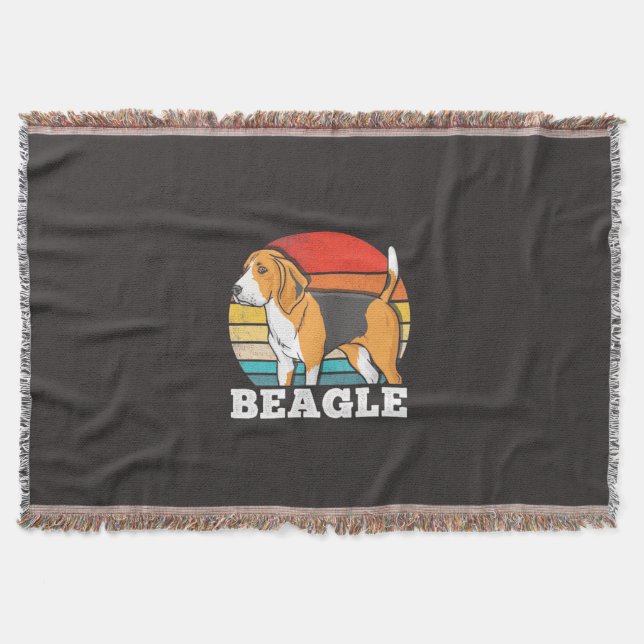 Retro Beagle Dog Throw Blanket (Front)