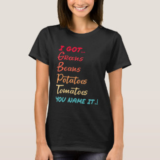 Retro Beans Greens Potatoes Tomatoes Love Thanksgi T-Shirt