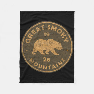 Retro Bear Great Smoky Mountains National Park Men Fleece Blanket