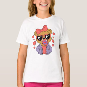 Retro Bear Hearts Cute Bubblegum Heart Sunglasse T-Shirt