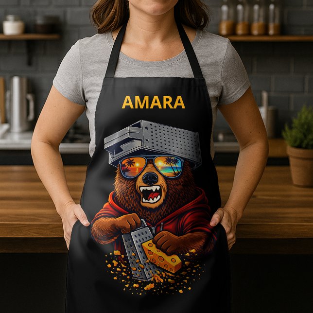Retro Bear With Cheese Grater Hat and Sunglasses Apron (Creator Uploaded)