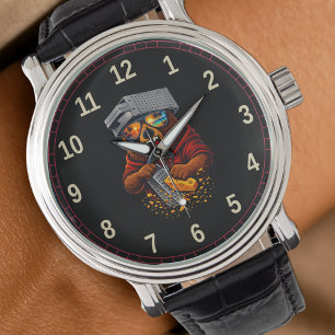 Retro Bear With Cheese Grater Hat and Sunglasses Watch