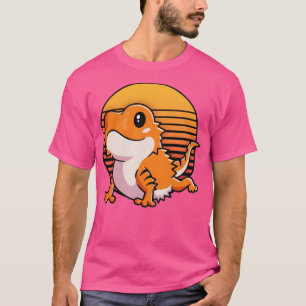 Retro Bearded Dragon Shirt For Girls Women Sunset 