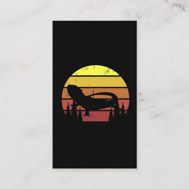 Retro Bearded Dragon Sunset Lizard Reptile Owner Business Card (Front)