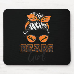 Retro Bears Girl Messy Bun Sports Fan Team Spirit  Mouse Pad
