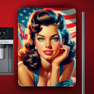 Retro Beautiful American Girl Magnet