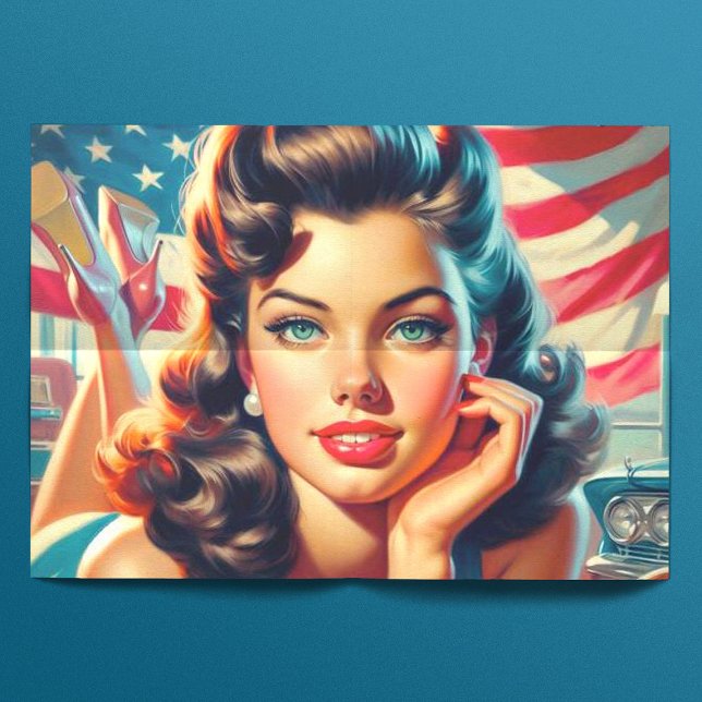 Retro Beautiful American Girl Tissue Paper (Creator Uploaded)