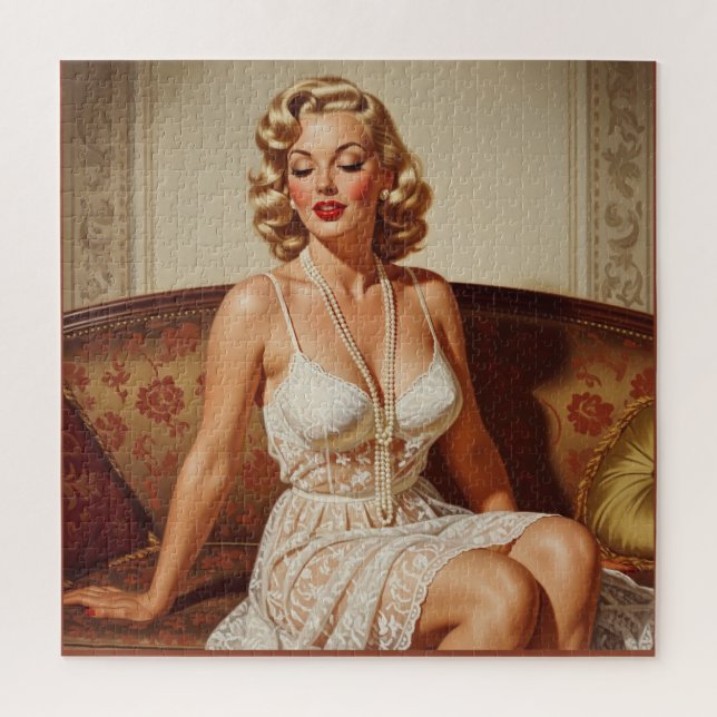 Retro Beautiful Blonde 50's Style Jigsaw Puzzle (Vertical)