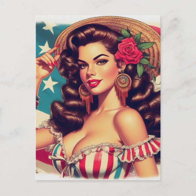 Retro Beautiful Woman Painting Postcard (Front)