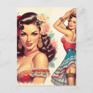 Retro Beauty Mexican Woman Postcard