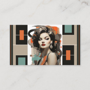 Retro Beauty Salon Hair Stylist Cosmetics Industry Business Card