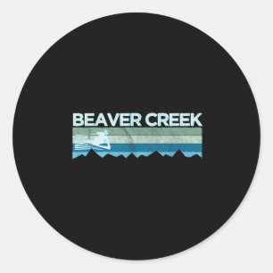 Retro Beaver Creek, Colorado Distressed Skiing Classic Round Sticker