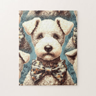 Retro Bedlington Terrier Illustration Jigsaw Puzzle