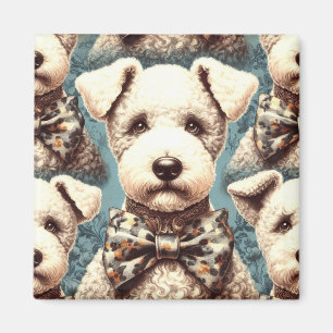 Retro Bedlington Terrier Illustration Magnet