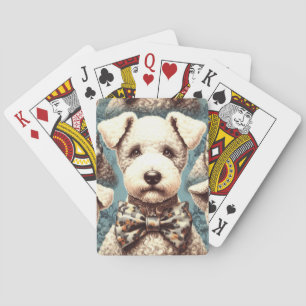 Retro Bedlington Terrier Illustration Playing Cards