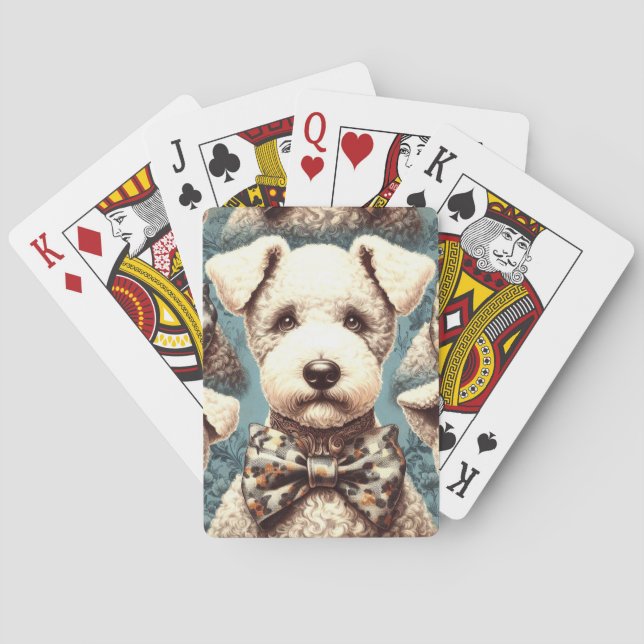 Retro Bedlington Terrier Illustration Playing Cards (Back)