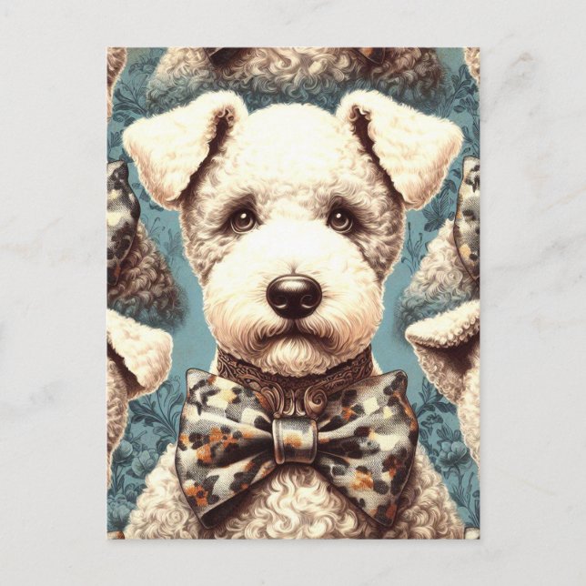 Retro Bedlington Terrier Illustration Postcard (Front)